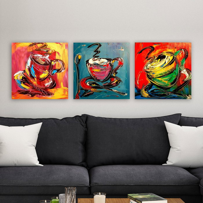 Wallity drprc6029 Conjunto de 3 Pinturas Decorativas en Lienzo Multicolor